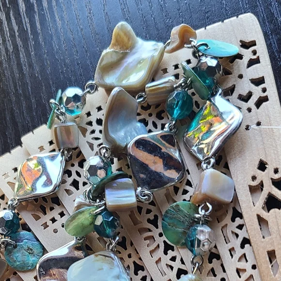 Elegant Silver and Teal Women's Necklace Lia Sophia Stamped - Picture 5 of 12